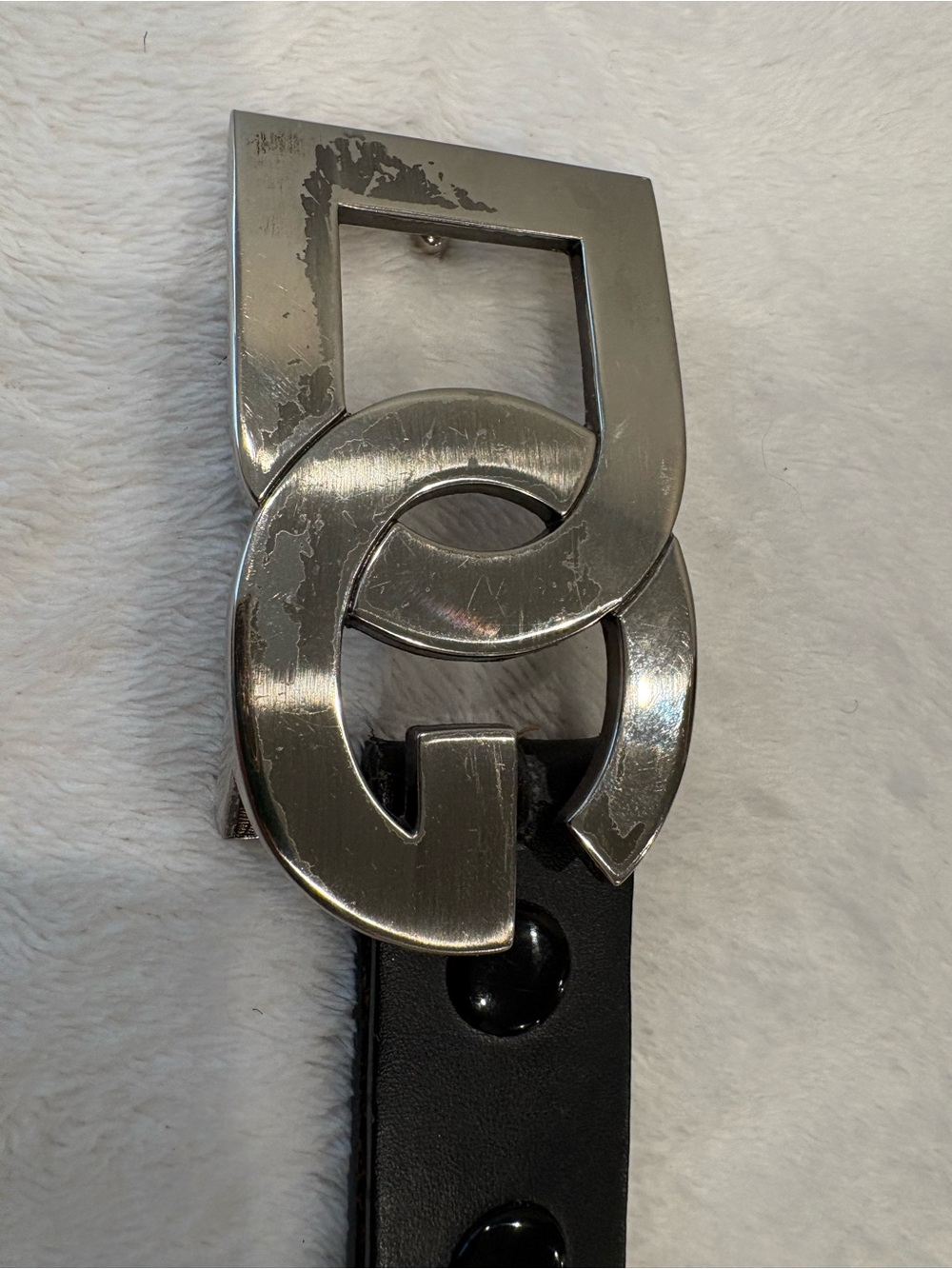 Dolce & Gabbana Black Leather Belt with Silver Double-G Buckle - Picture 6 of 6
